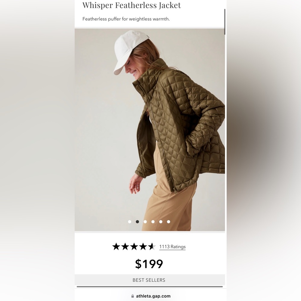Athelta whisper featherless jacket - worn one season! Blue - 2x
